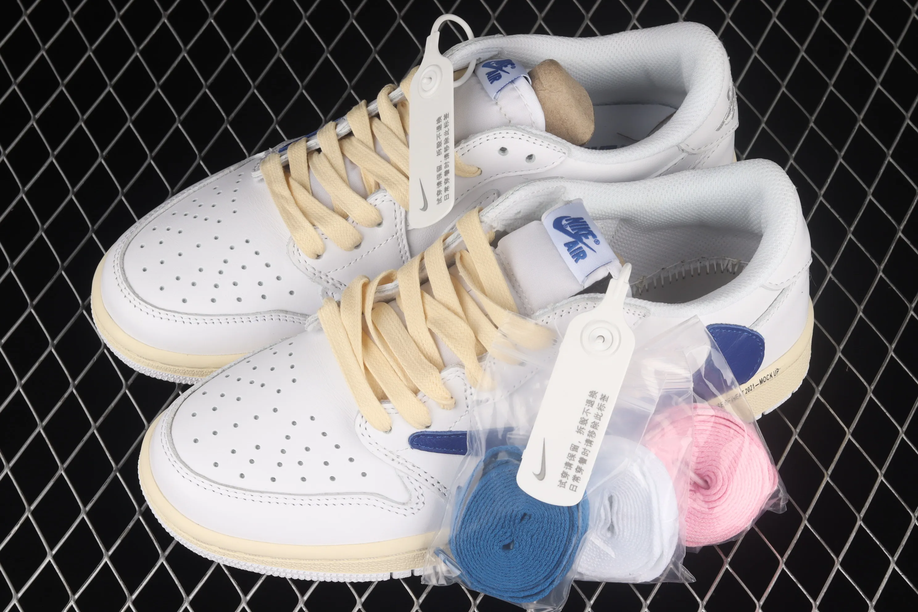 All categories Air Jordan Jordan series basketball shoes Air Jordan 1 Low Travi Scott x Fragment x Air Jordan 1 Low OG SP AJ1 Joe 1 Barb White Yellow Blue DM6839-186
